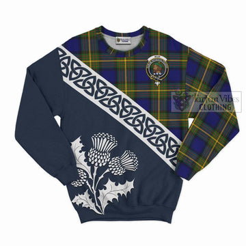 Muir Tartan Sweatshirt Featuring Thistle and Scotland Map