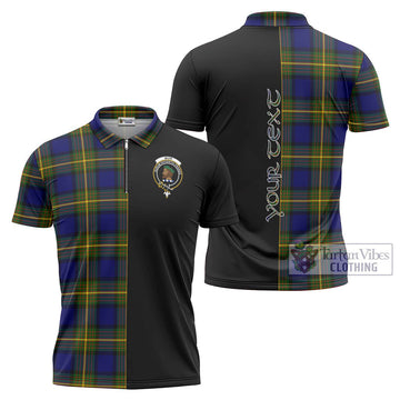 Muir Tartan Zipper Polo Shirt with Family Crest and Half Of Me Style