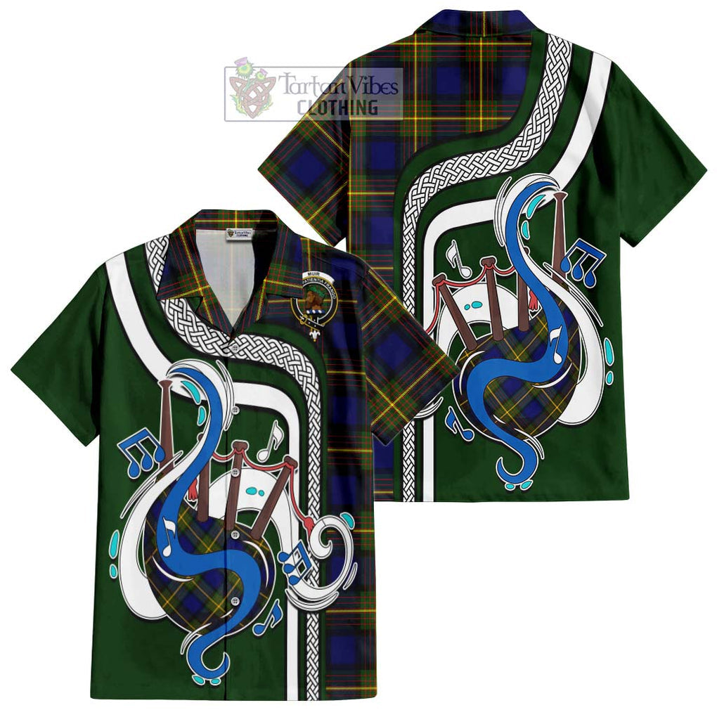 Muir Tartan Short Sleeve Button Shirt with Epic Bagpipe Style Kid - Tartanvibesclothing Shop