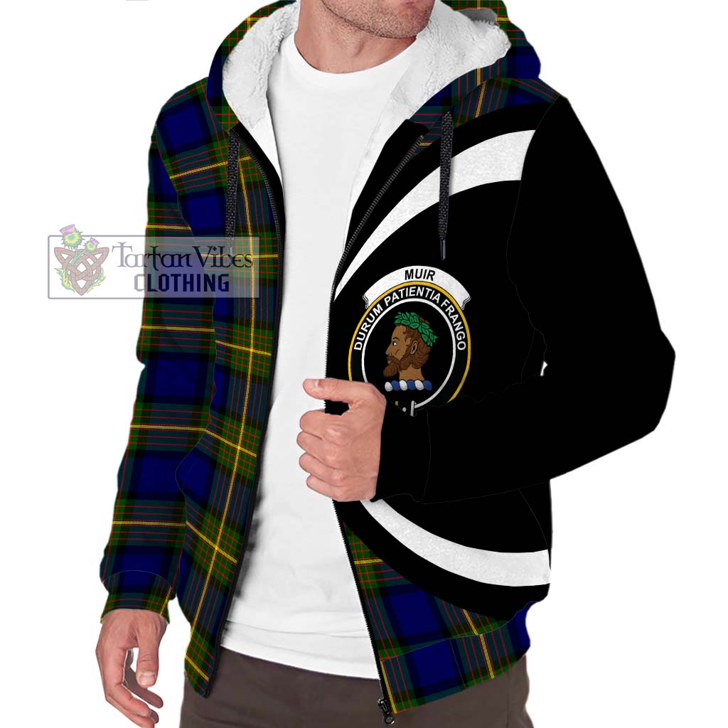 Muir Tartan Sherpa Hoodie with Family Crest Circle Style Unisex S - Tartan Vibes Clothing