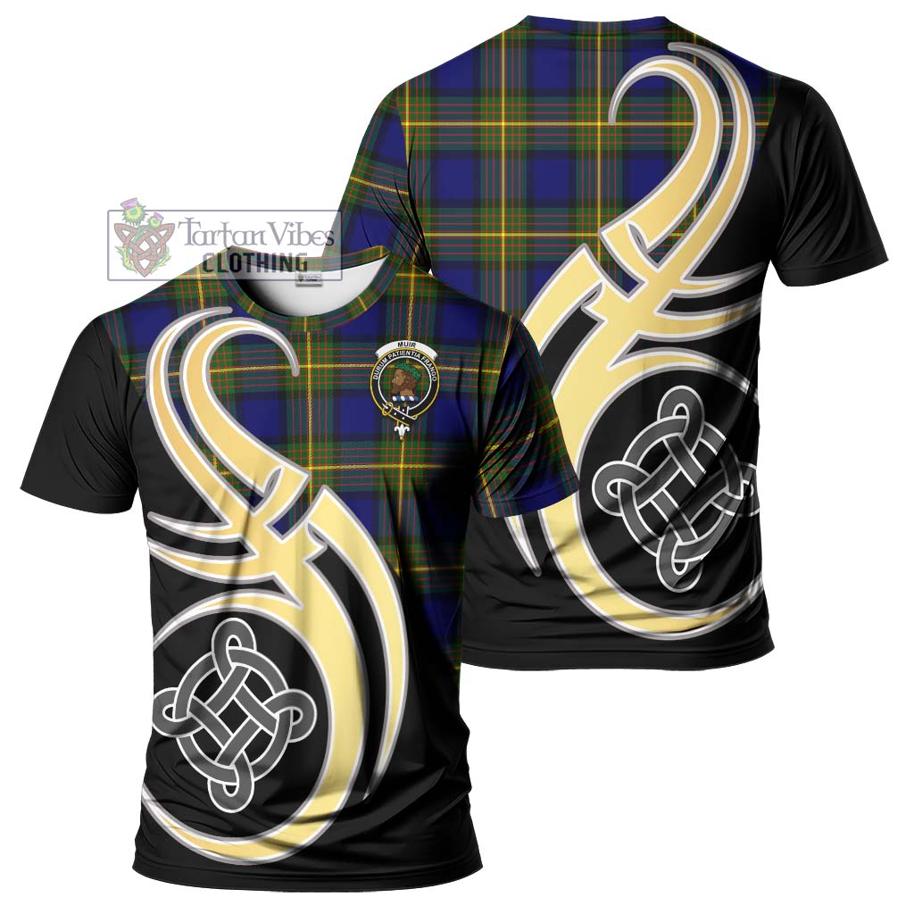 Tartan Vibes Clothing Muir Tartan T-Shirt with Family Crest and Celtic Symbol Style