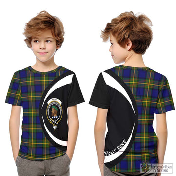 Muir Tartan Kid T-Shirt with Family Crest Circle Style