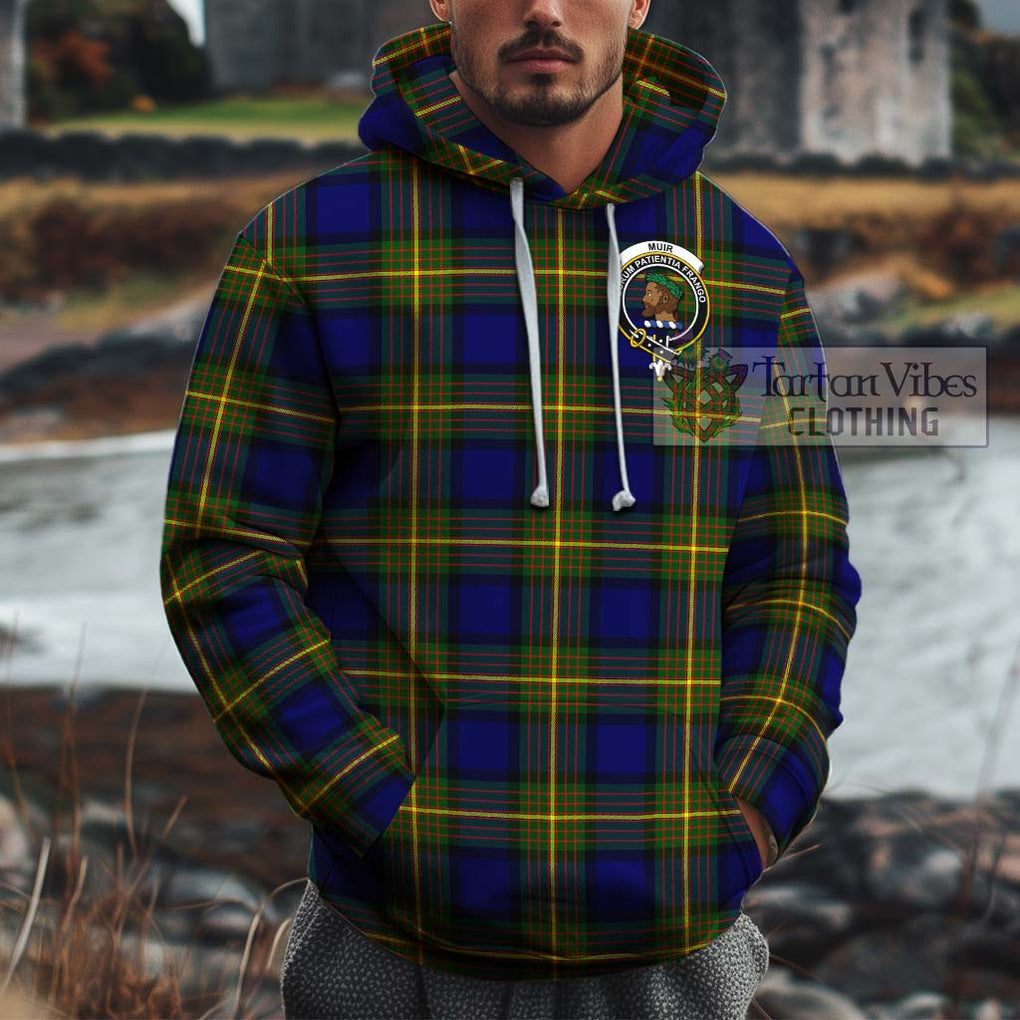 Muir Tartan Cotton Hoodie with Family Crest Pullover Hoodie XS - Tartan Vibes Clothing