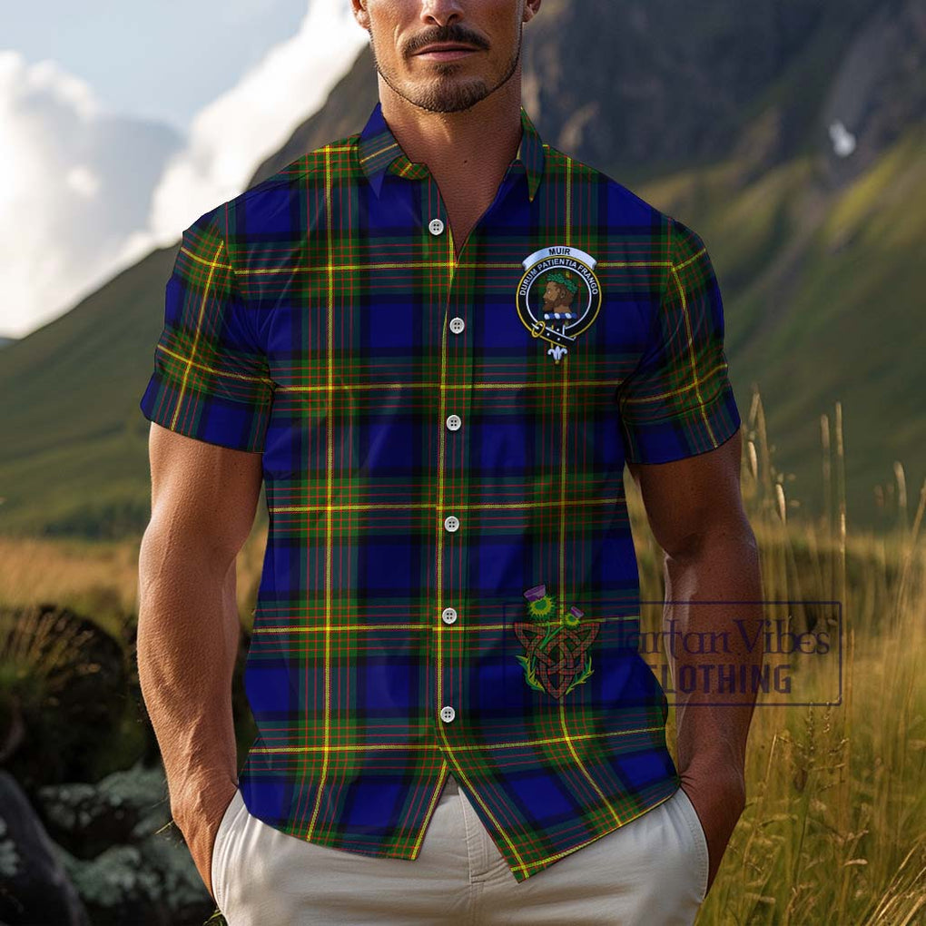 Muir Tartan Cotton Hawaiian Shirt with Family Crest Adult - Tartan Vibes Clothing