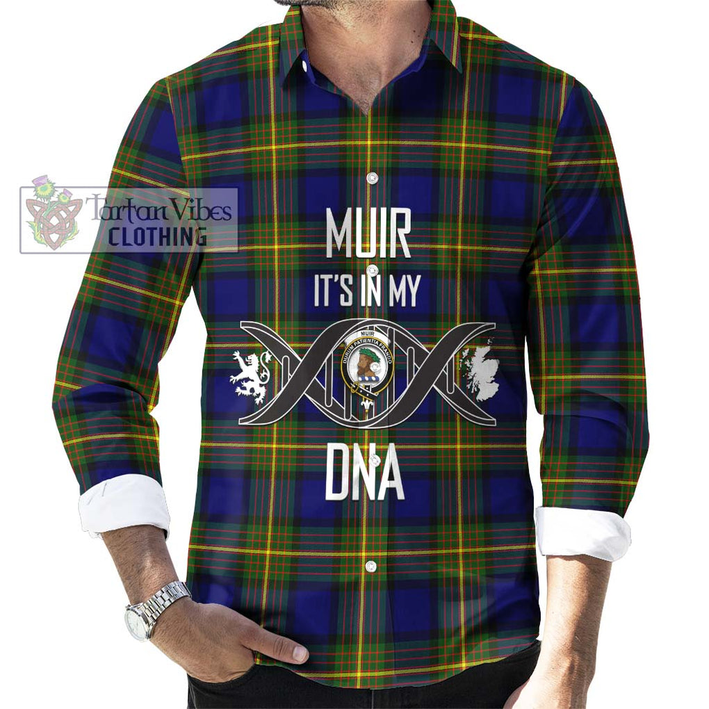 Muir Tartan Long Sleeve Button Shirt with Family Crest DNA In Me Style Men's Shirt S - Tartanvibesclothing Shop