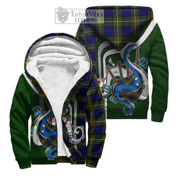 Muir Tartan Sherpa Hoodie with Epic Bagpipe Style