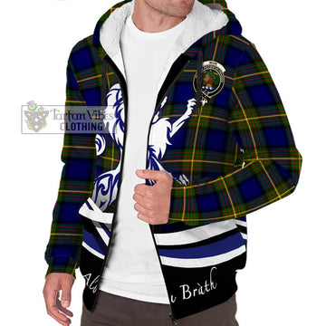 Muir Tartan Sherpa Hoodie with Alba Gu Brath Regal Lion Emblem