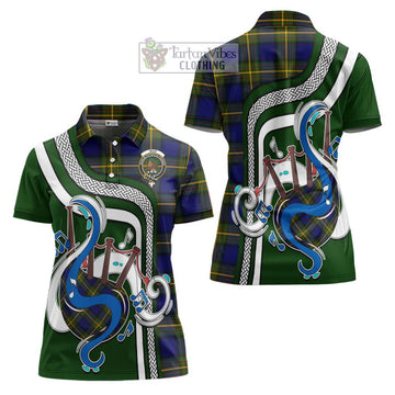 Muir Tartan Women's Polo Shirt with Epic Bagpipe Style