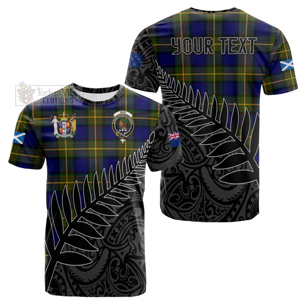 Tartan Vibes Clothing Muir Crest Tartan Cotton T-shirt with New Zealand Silver Fern Half Style