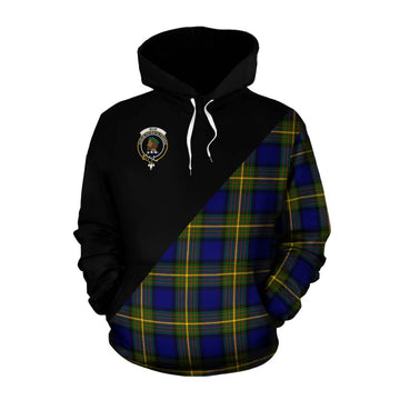 Muir Tartan Cotton Hoodie with Family Crest and Military Logo Style