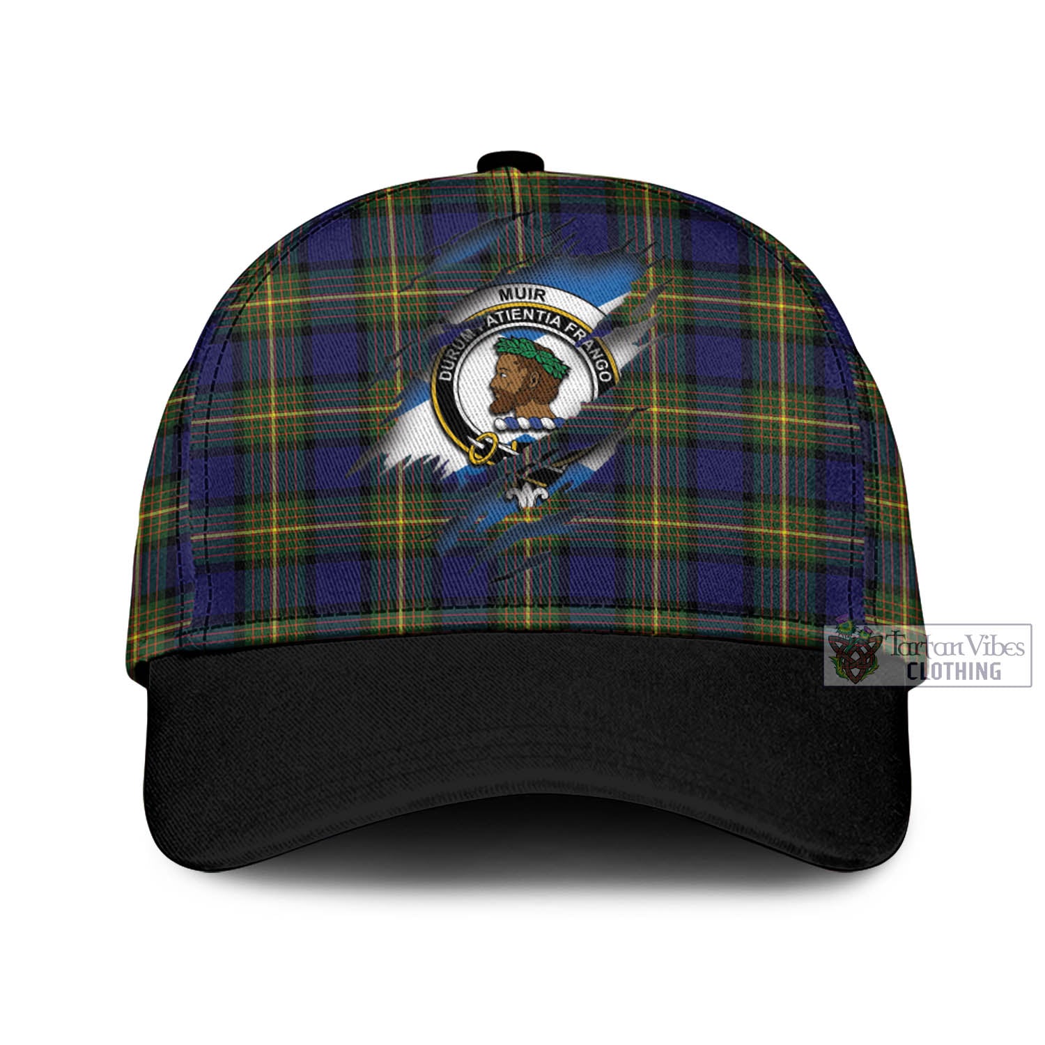 Tartan Vibes Clothing Muir Tartan Classic Cap with Family Crest In Me Style