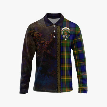 Muir Tartan Family Crest Long Sleeve Polo Shirt Alba Gu Brath Be Brave Lion Ancient Style Unisex - Tartan Vibes Clothing