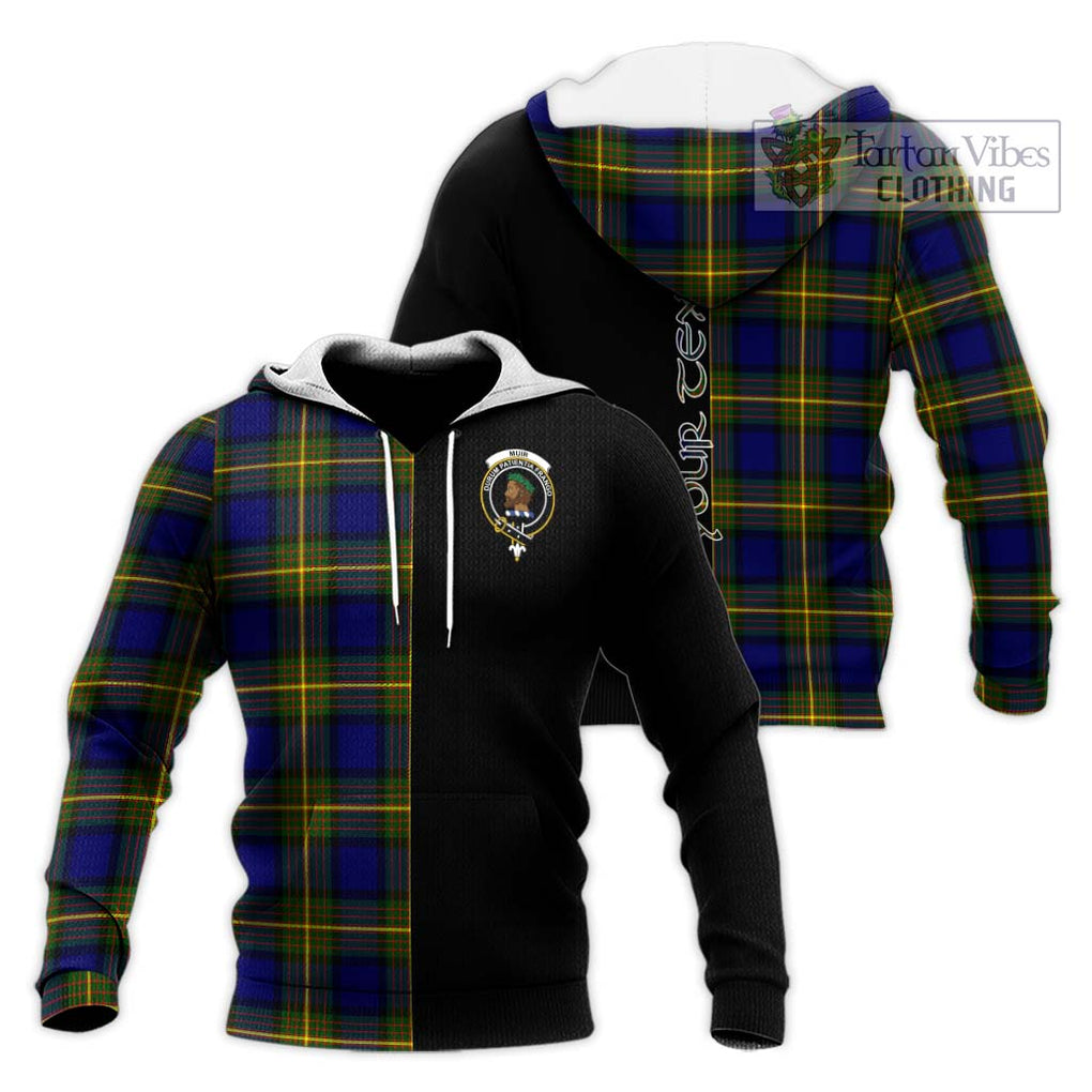 Muir Tartan Knitted Hoodie with Family Crest and Half Of Me Style Unisex Knitted Pullover Hoodie - Tartanvibesclothing Shop