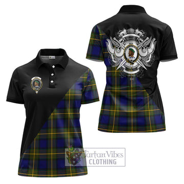 Muir Tartan Women's Polo Shirt with Family Crest and Military Logo Style