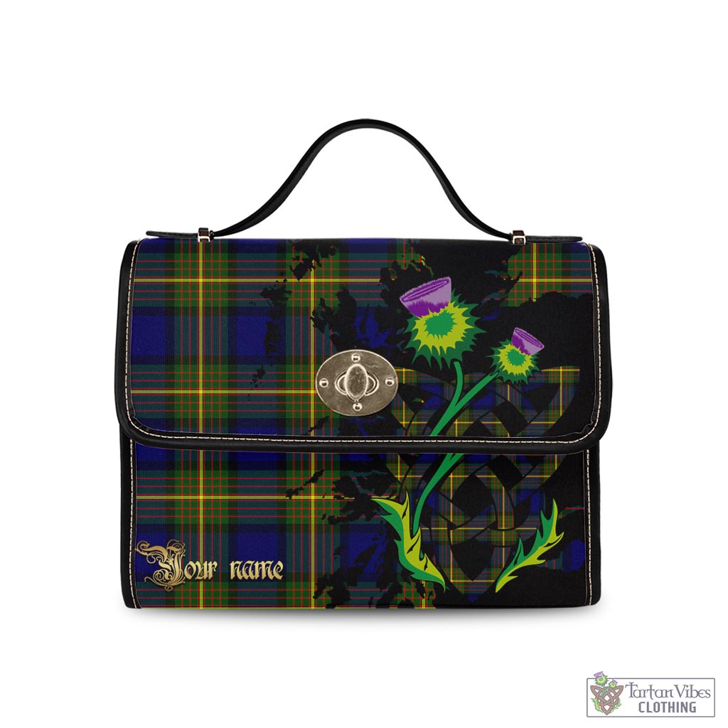 Tartan Vibes Clothing Muir Tartan Waterproof Canvas Bag with Scotland Map and Thistle Celtic Accents