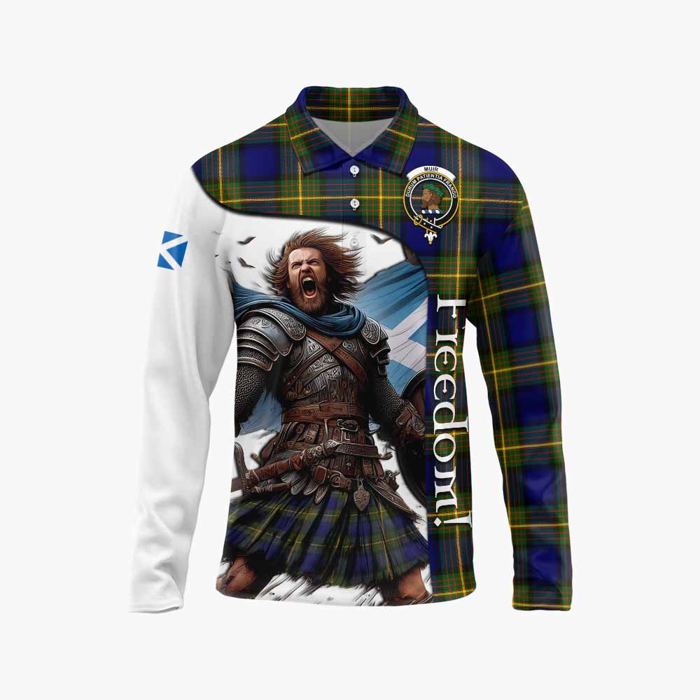 Tartan Vibes Clothing Muir Crest Tartan Long Sleeve Polo Shirt Inspired by the Freedom of Scottish Warrior