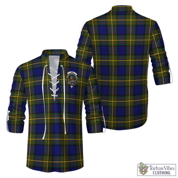 Muir Tartan Men's Scottish Traditional Jacobite Ghillie Kilt Shirt with Family Crest