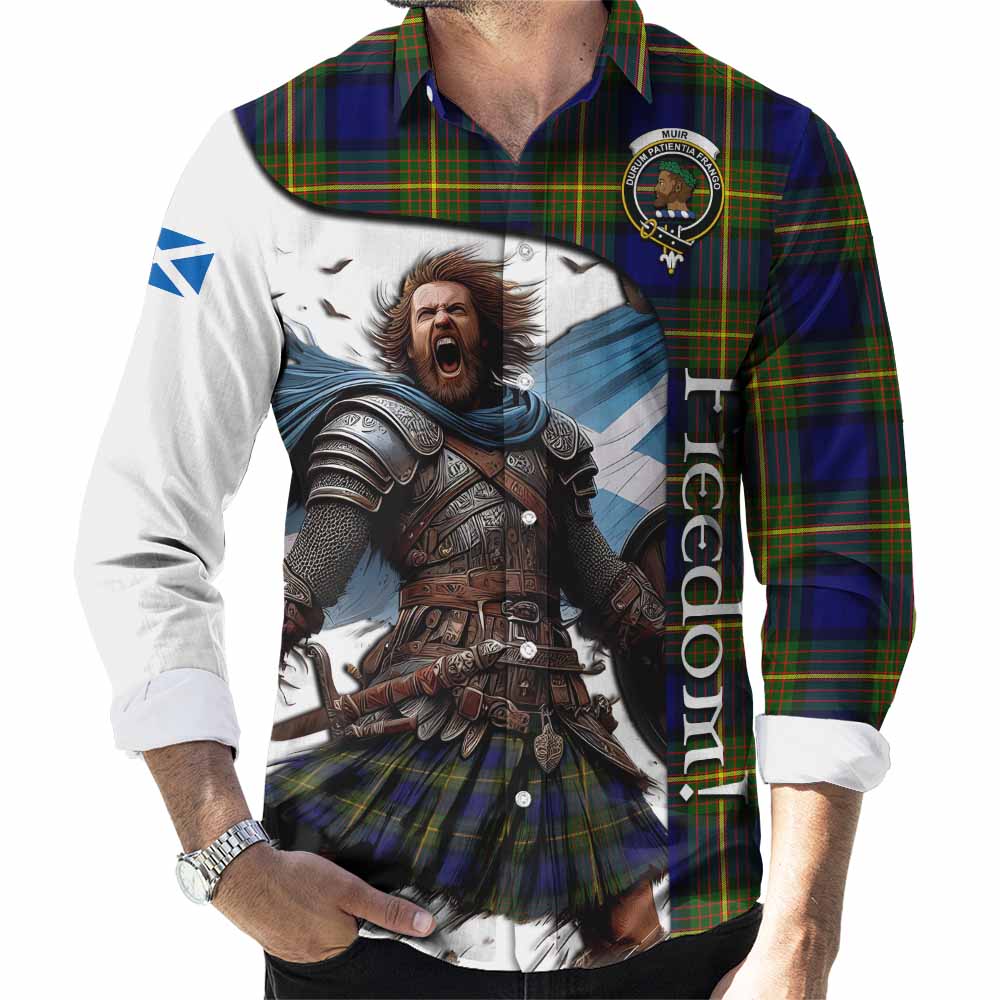 Tartan Vibes Clothing Muir Crest Tartan Long Sleeve Button Shirt Inspired by the Freedom of Scottish Warrior