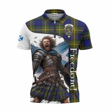 Muir Crest Tartan Zipper Polo Shirt Inspired by the Freedom of Scottish Warrior