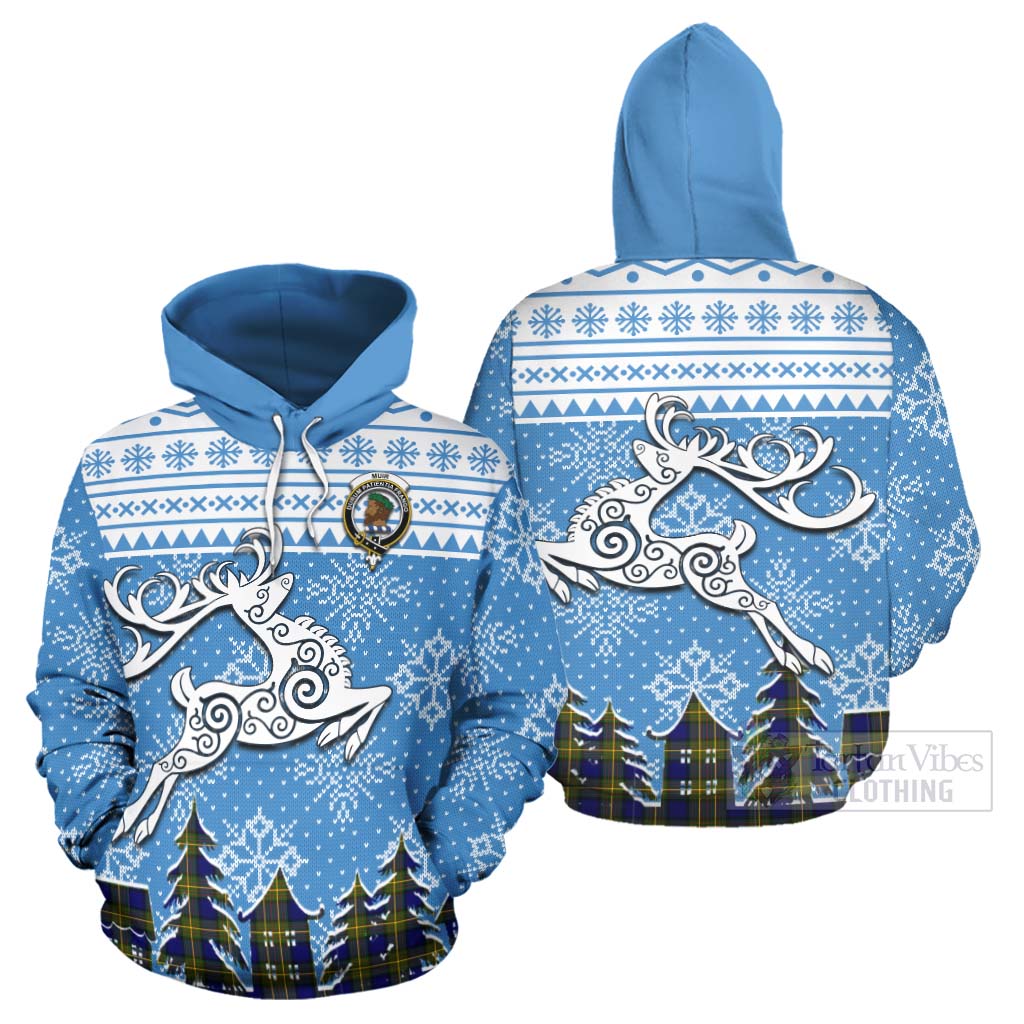 Tartan Vibes Clothing Muir Clan Christmas Hoodie Celtic Reindeer Style