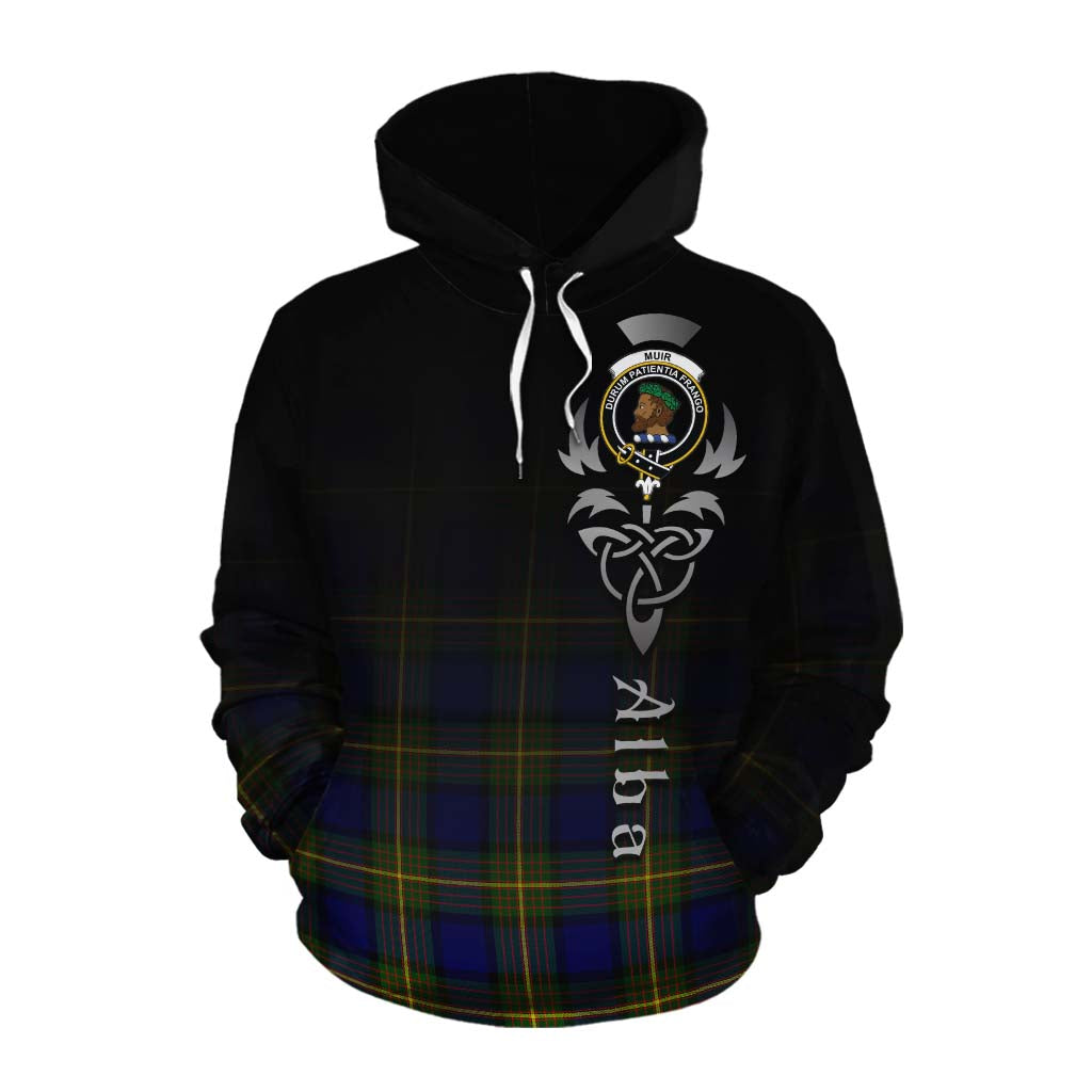 Tartan Vibes Clothing Muir Tartan Cotton Hoodie Featuring Alba Gu Brath Family Crest Celtic Inspired