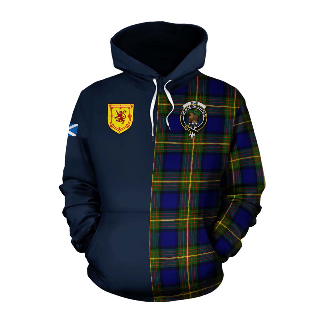 Tartan Vibes Clothing Muir Tartan Cotton Hoodie Alba with Scottish Lion Royal Arm Half Style