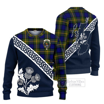 Muir Tartan Ugly Sweater Featuring Thistle and Scotland Map