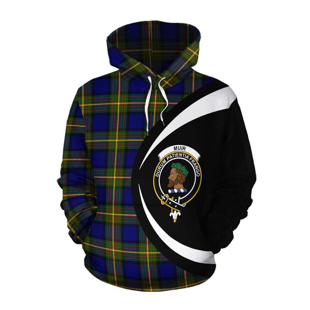 Tartan Vibes Clothing Muir Tartan Cotton Hoodie with Family Crest Circle Style