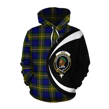 Muir Tartan Cotton Hoodie with Family Crest Circle Style