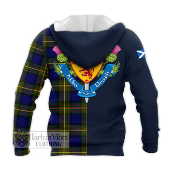 Muir Tartan Knitted Hoodie Alba with Scottish Lion Royal Arm Half Style