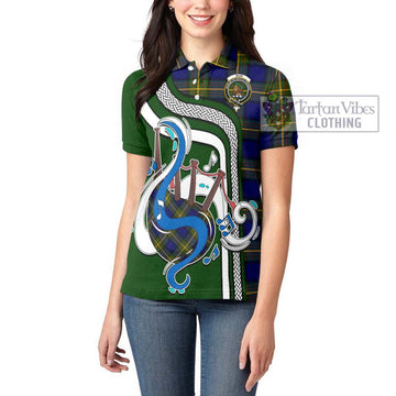 Muir Tartan Women's Polo Shirt with Epic Bagpipe Style