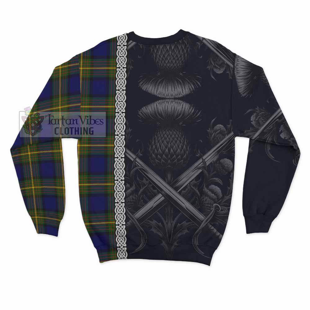 Tartan Vibes Clothing Muir Tartan Sweatshirt with Family Crest Cross Sword Thistle Celtic Vibes