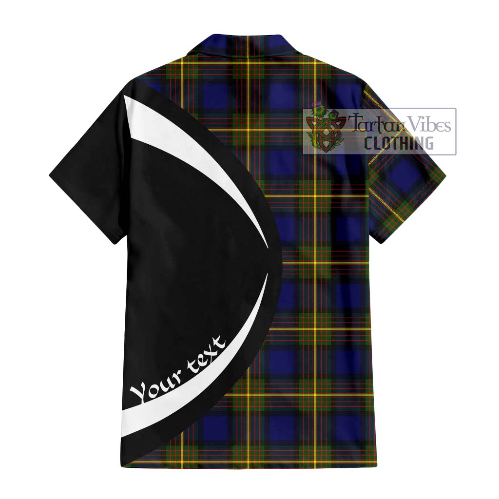 Muir Tartan Short Sleeve Button Up with Family Crest Circle Style - Tartan Vibes Clothing