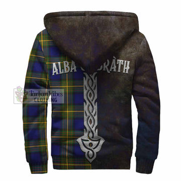 Muir Tartan Family Crest Sherpa Hoodie Alba Gu Brath Be Brave Lion Ancient Style - Tartan Vibes Clothing