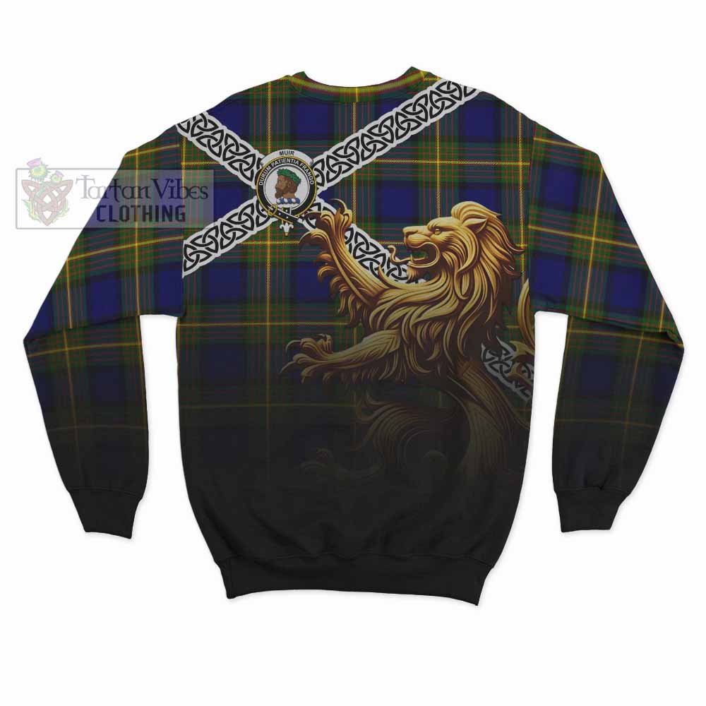 Muir Crest Tartan Sweatshirt with Golden Lion Emblem Celtic Style - Tartan Vibes Clothing