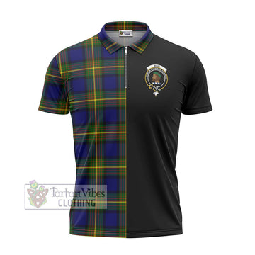 Muir Tartan Zipper Polo Shirt with Family Crest and Half Of Me Style