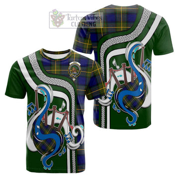 Muir Tartan Cotton T-shirt with Epic Bagpipe Style