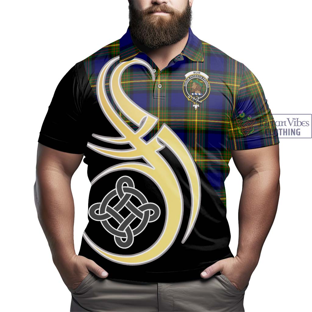 Tartan Vibes Clothing Muir Tartan Polo Shirt with Family Crest and Celtic Symbol Style