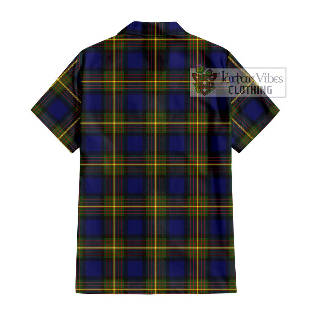 Muir Tartan Short Sleeve Button Shirt with Family Crest DNA In Me Style - Tartanvibesclothing Shop