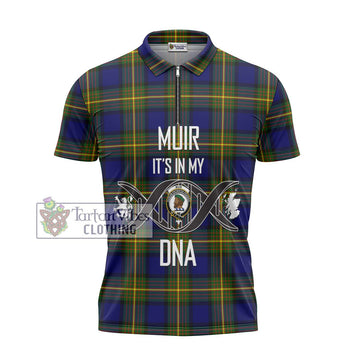 Muir Tartan Zipper Polo Shirt with Family Crest DNA In Me Style