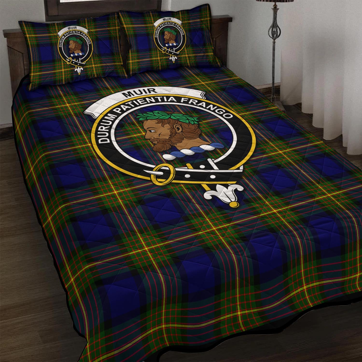 Muir Tartan Quilt Bed Set with Family Crest - Tartan Vibes Clothing