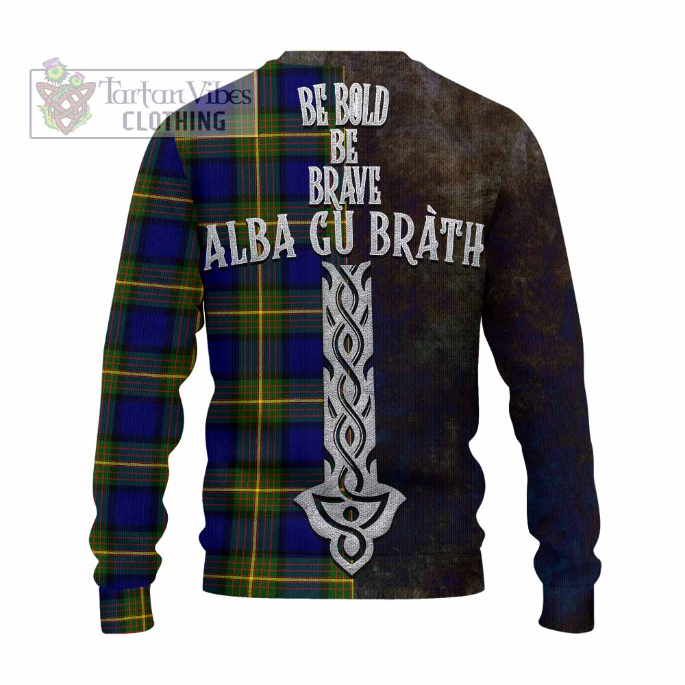 Muir Tartan Family Crest Knitted Sweater Alba Gu Brath Be Brave Lion Ancient Style - Tartan Vibes Clothing