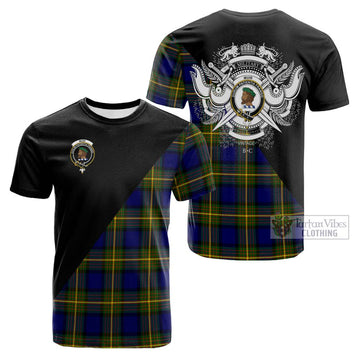 Muir Tartan Cotton T-shirt with Family Crest and Military Logo Style