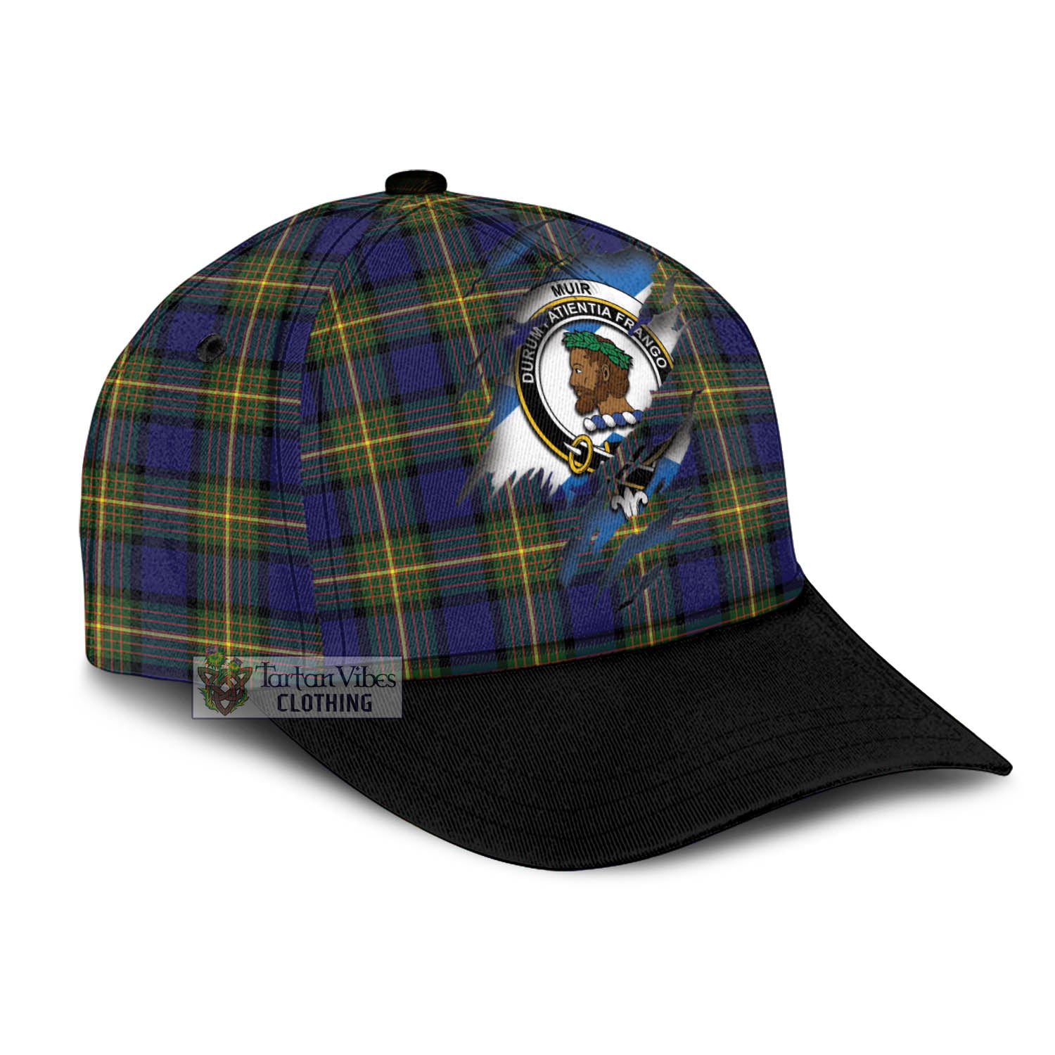 Tartan Vibes Clothing Muir Tartan Classic Cap with Family Crest In Me Style