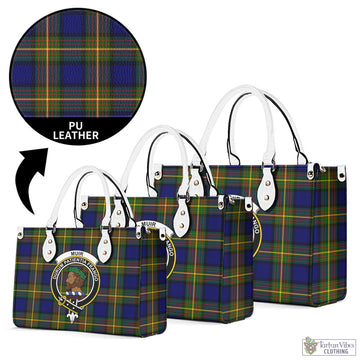 Muir Tartan Luxury Leather Handbags with Family Crest