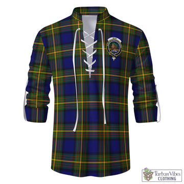 Muir Tartan Men's Scottish Traditional Jacobite Ghillie Kilt Shirt with Family Crest