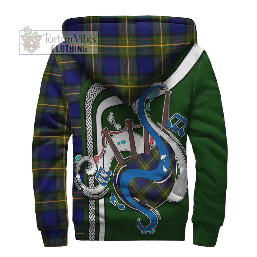 Muir Tartan Sherpa Hoodie with Epic Bagpipe Style - Tartanvibesclothing Shop