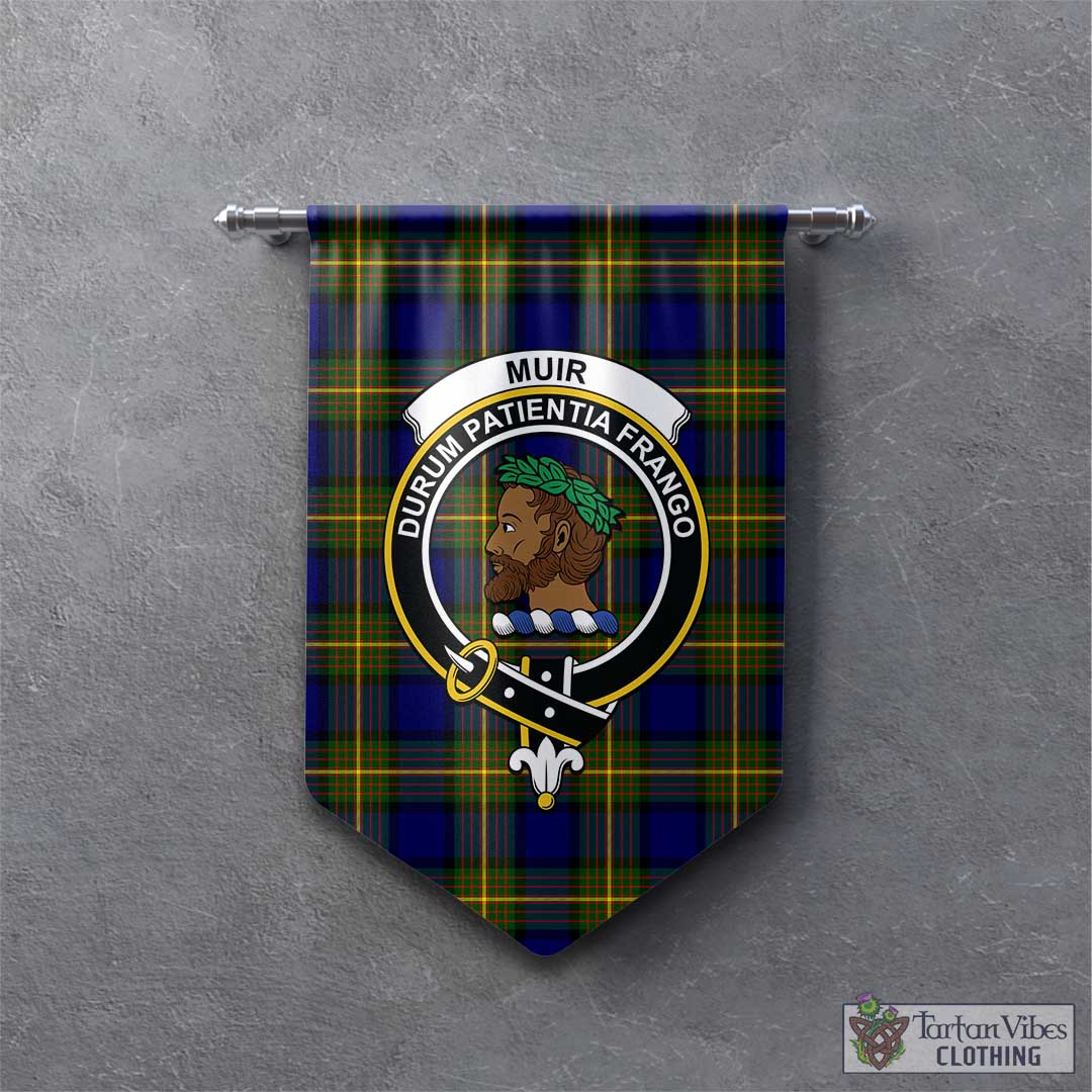 Tartan Vibes Clothing Muir Tartan Gonfalon, Tartan Banner with Family Crest