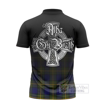 Muir Tartan Zipper Polo Shirt Featuring Alba Gu Brath Family Crest Celtic Inspired