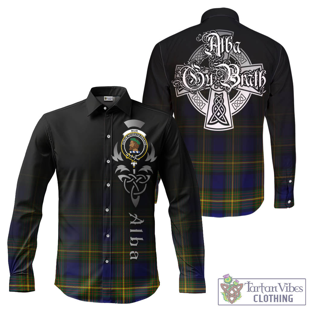 Tartan Vibes Clothing Muir Tartan Long Sleeve Button Up Featuring Alba Gu Brath Family Crest Celtic Inspired